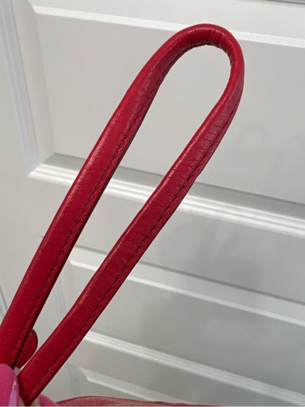 Coach Red Pebbled Leather Double Zip Wristlet Clutch